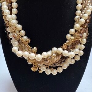 Wholesale Lot of 3 NEW Carolee Multi Strand Faux‎ Pearl Gold Chain Necklace
